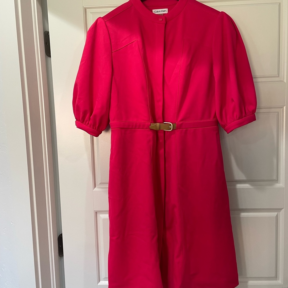 Calvin Klein Vibrant Pink Dress with Belt